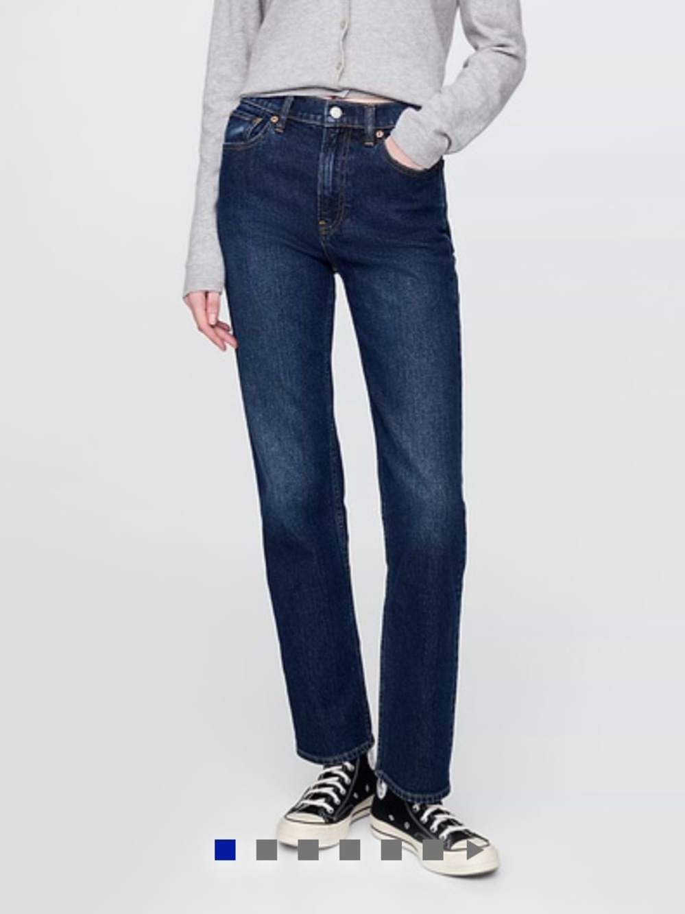 Gap High Rise ‘90s Slim Straight Jeans, Dark Rinsed Wash, 27S